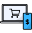 gateway shopping cart on laptop icon